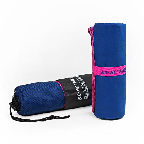 Ręcznik Szybkoschnący Z Mikrofibry 180X100 Granatowo-Różowy na Arena.pl