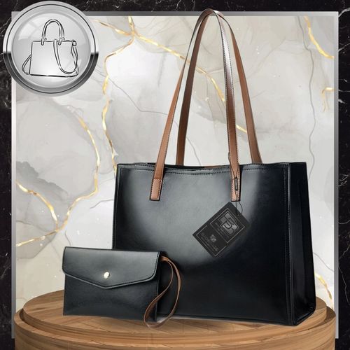 Torebka Shopper Damska CZARNA Torba Na Ramię Duża A4 SKÓRZANA Shopperka na Arena.pl