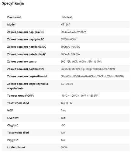 Multimetr HABOTEST HT126A na Arena.pl