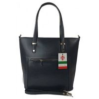 Włoska skórzana klasyczna torebka na ramię Vera Pelle ,format A4, Szara - Grafit VBZ66G