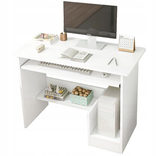 BIURKO KOMPUTEROWE BIAŁE NOWOCZESNE Z SZUFLADĄ PÓŁKAMI MŁODZIEŻOWE na Arena.pl