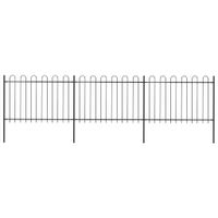 Ogrodzenie z zaokrąglonymi końcami, stalowe, 5,1x1,2 m, czarne
