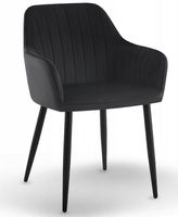 Krzesło tapicerowane velvet czarne MARIA3 paski loft glamour do salonu