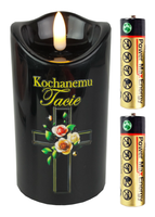 ŚWIECA DEKORACYJNA CZARNA LED KOCHANEMU TACIE 12 CM WKŁAD DO ZNICZA