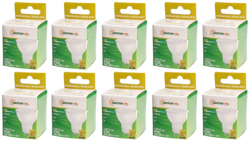 Żarówka LED GU10 1,5W barwa neutralna NW WOJ+14101 10 SZTUK SPECTRUM LED zdjęcie 1