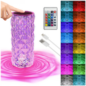 LAMPA KRYSZTAŁOWA LED LAMPKA NOCNA DOTYKOWA PILOT