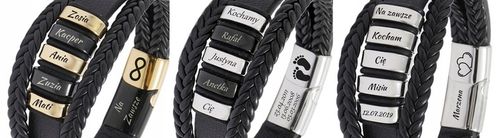 Bransoletka SKÓRZANA IMIONA RODZINY GRAWER na Arena.pl