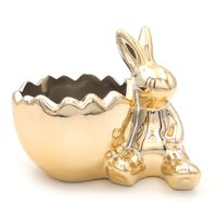 Osłonka ceramiczna królik zajączek wielkanocny złoty