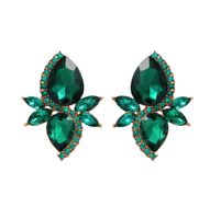 Kolczyki krótkie 4cm na sztyft złote zielone przy UCHU