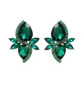 Kolczyki krótkie 4cm na sztyft złote zielone przy UCHU