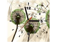 30CM 30CM ZEGAR ŚCIENNY OBRAZ DMUCHAWCE ZIELENI DRUK PŁÓTNO