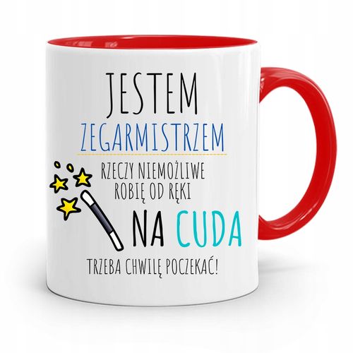 Kubek Czerwony Zegarmistrza Niemożliwe Od Ręki Z Nadrukiem Ze Zdjęciem na Arena.pl