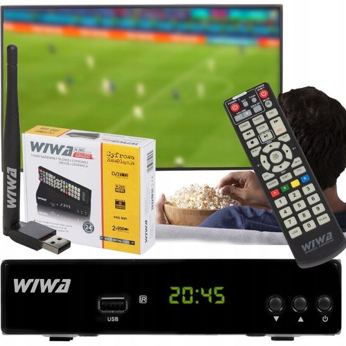 TUNER DEKODER TV NAZIEMNEJ HD DVB-T2 HEVC HDMI + ANTENA WIFI PILOT ZESTAW na Arena.pl