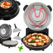 Piec Do Pizzy Kamienny Elektryczny Ceramiczny Ad6314 1200W Okienko 2Łopatki