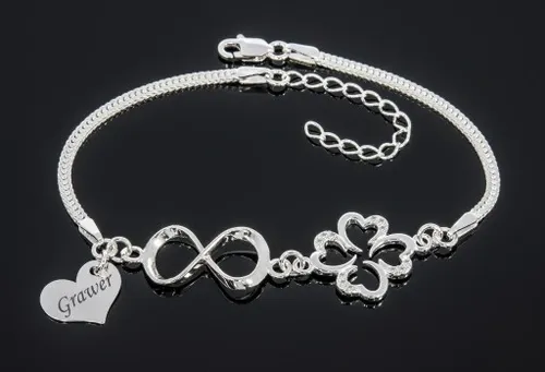 Bransoletka srebrna Koniczynka Infinity Serce na Arena.pl