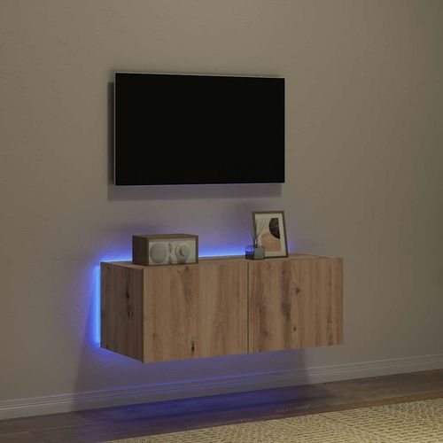 Szafka pod telewizor Ze LED Lights dąb artisan 80 x 35 x 31 cm na Arena.pl
