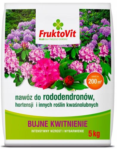 NAWÓZ FRUKTOVIT DO RODODENDRONÓW HORTENSJI KWAŚNOLUBNYCH GRANULAT 5 KG na Arena.pl