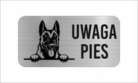 GRAWER Tabliczka nierdzewna 20x10 cm UWAGA PIES Malinois