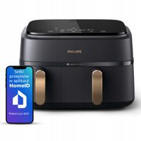 Dwukomorowa frytkownica beztłuszczowa airfryer Philips 9l XL DWIE KOMORY