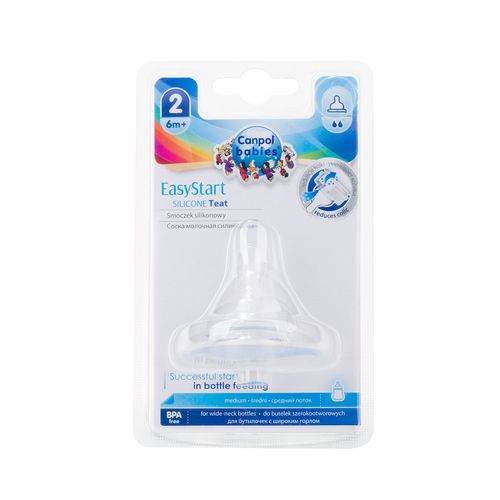Smoczek do butelek szerokootworowych EasyStart silikonowy. Przepływ średni na Arena.pl