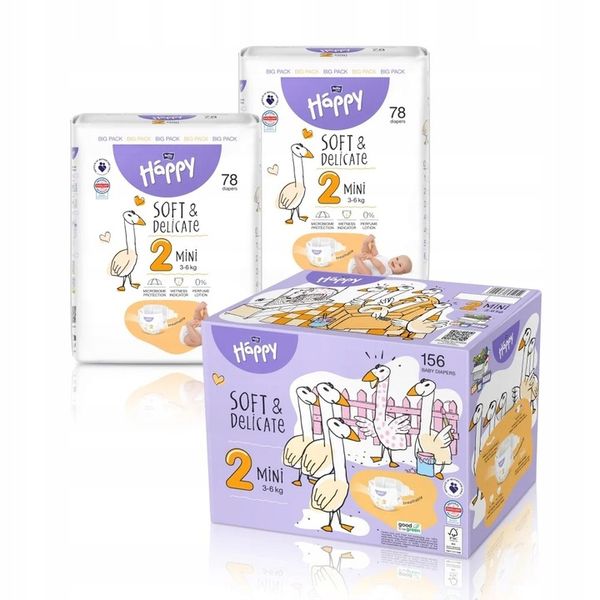 Pieluszki Bella Happy 2 Mini BOX 156 szt. zdjęcie 1