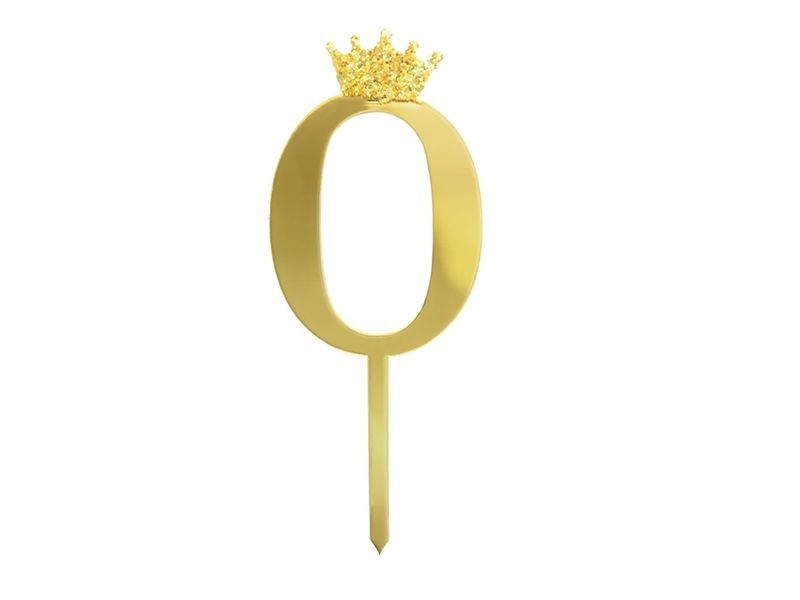 Topper na tort cyfra "0", złota zdjęcie 1