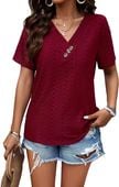 Missdong Damska Koszulka Bordowa Rozmiar XL Klasyczny Dekolt