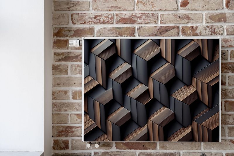 Mata MAGNETYCZNA Na Kaloryfer Drewno Abstrakcja Efekt 3D 90cm x 60cm zdjęcie 6