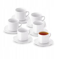 Komplet FILIŻANEK do KAWY HERBATY Porcelanowe ze SPODKIEM Tadar 6x220 ml