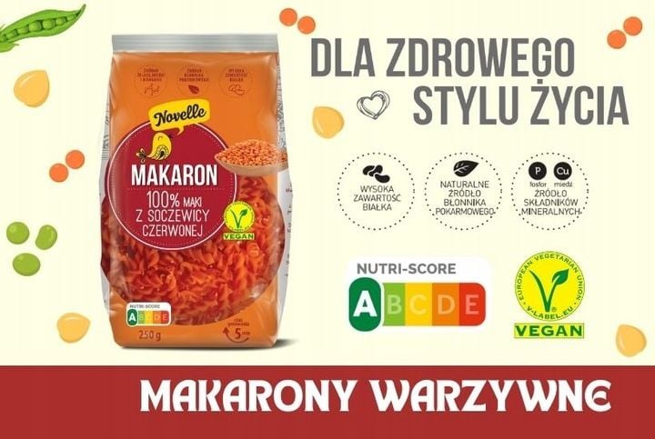 NOVELLE MAKARON MIX GROSZEK, SOCZEWICA, CIECIERZYCA 9 SZTUK X 250G zdjęcie 4