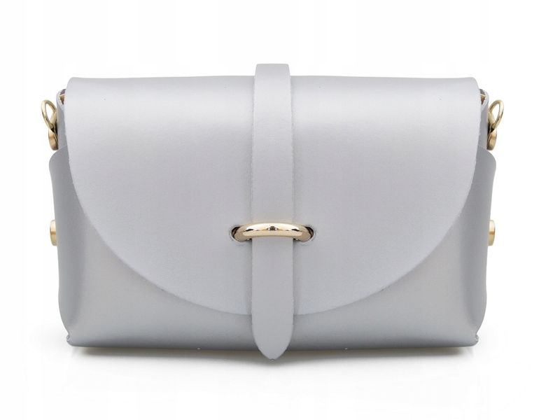 TOREBKA skórzana listonoszka z łańcuszkiem mini V144 srebrna zdjęcie 1