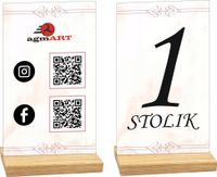 NUMER STOLIKA RESTAURACJA KOD QR LOGO z nadrukiem dużo wzorów