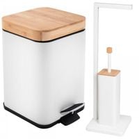 Zestaw Łazienkowy Biały – Kosz 3L + Szczotka WC ze Stojakiem na Papier