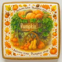 CIASTKO LUKROWANE PUMPIKN GREEN ROZ.M KWADRAT JESIEŃ RĘCZNIE ROBIONE