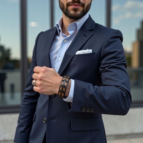 Męska bransoleta ze stali nierdzewnej i naturalnego drewna na Arena.pl