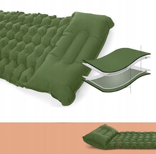 SAMOPOMPUJĄCA MATA KEMPINGOWA PODKŁADKA DO SPANIA MATERAC DMUCHANY 195x65xm na Arena.pl