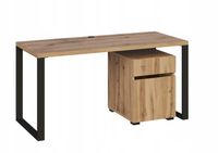 BIURKO LOFT Z KONTENERKIEM, POGRUBIANY BLAT, NOGI METALOWE, RÓŻNE