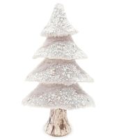 CHOINKA Z BROKATEM DEKORACJA GLAMOUR FUTERKO 30 cm SZARA