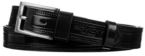 Zdobiony pasek męski z lakierowanej skóry naturalnej licowej - Rovicky Długość paska 110 na Arena.pl