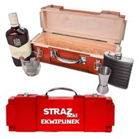 PREZENT DLA STRAŻAKA - PREMIUM Drewniana Skrzynka na Alkohol z Akcesoriami