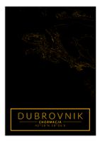 Dubrovnik mapa złota - plakat 61x91,5 cm