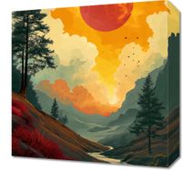 Obraz 40x40cm Dzika Rzeka Zmierzchem