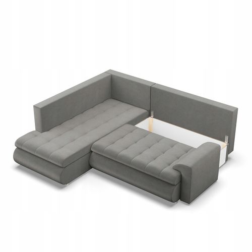 NAROŻNIK FORESTA XL JASNY SZARY KANAPA Rozkładana KRONOS VELVET na Arena.pl