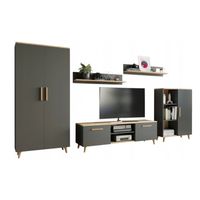 Meblościanka Nord antracyt/dąb artisan