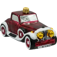 Bombka choinkowa szklana: Retro samochód: bordowy