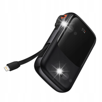 POWERBANK 10000MAH USB USB-C IPHONE LIGHTNING + KABEL USB-C - CZARNY