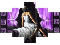 70 100CM OBRAZ 5 ELEM PIĘKNA DZIEWCZYNA FIOLECIE DRUK PŁÓTNO