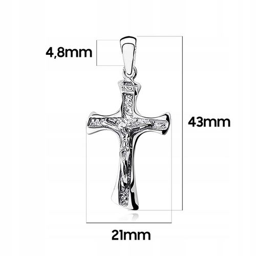 MĘSKI SREBRNY RODOWANY KRZYŻYK DUŻY KRZYŻ JEZUS PR 925 + PUDEŁKO Z GRAWEREM na Arena.pl