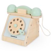Drewniany telefon Mamabrum retro miętowy z ruchomą tarczą 17 cm długości
