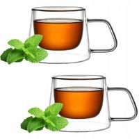 2 x Szklanki termiczne z uchem 200 ml filiżanki komplet 2 sztuk MG Home Ren